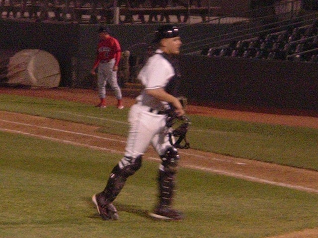 In this photo from May of 2006, Brandon Snyder models some items he'll not be wearing much this season - catcher's equipment.